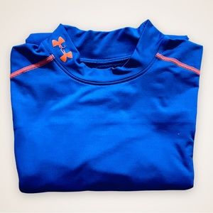 Under Armour Men's Blue/Orange Long Sleeve ColdGear Compression Shirt, Size L